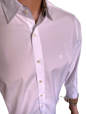 Burberry Men's Long Sleeve Dress Shirt Size White